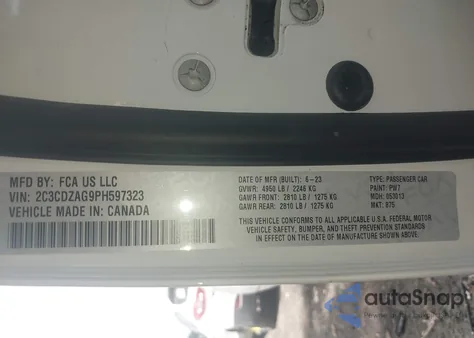 2023 Dodge Challenger Sxt z USA, uszkodzony, nr VIN 2C3CDZAG9PH597323